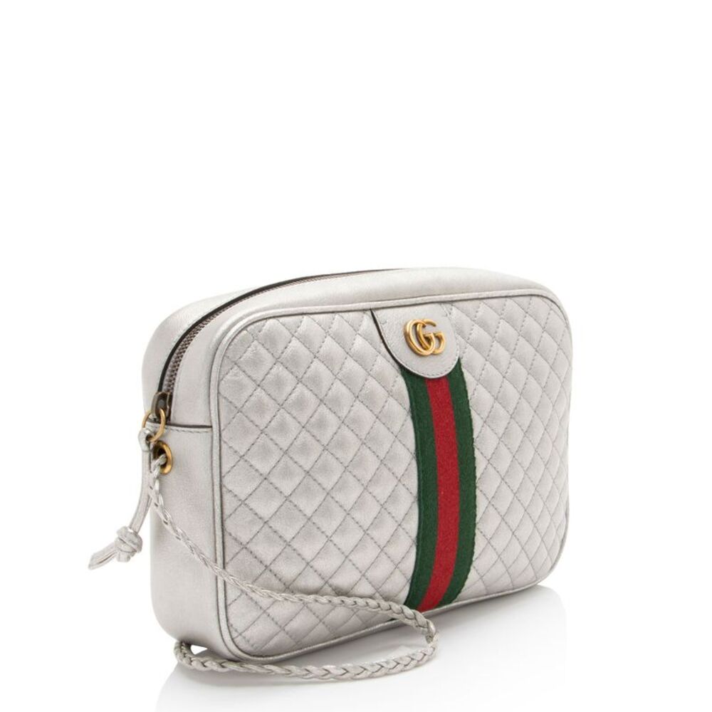 Gucci Metallic Quilted Leather Web Trapuntata Small Shoulder Bag - Picture 2 of 12